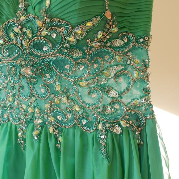 Fairy Dress Vintage Y2K Cache green beaded corset prom evening gown small - Picture 6 of 13